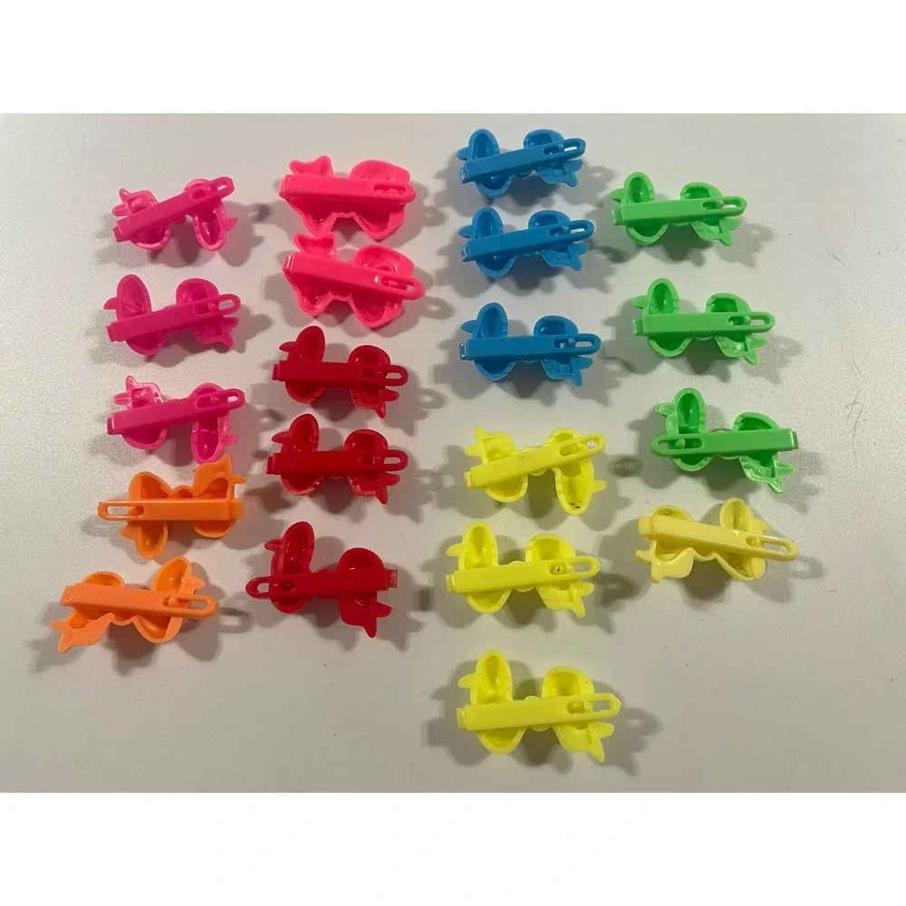 Vintage Girl's Hair Clip Bow Barette Lot Neon Bright Colors 80's 90's Y2K 2000's
